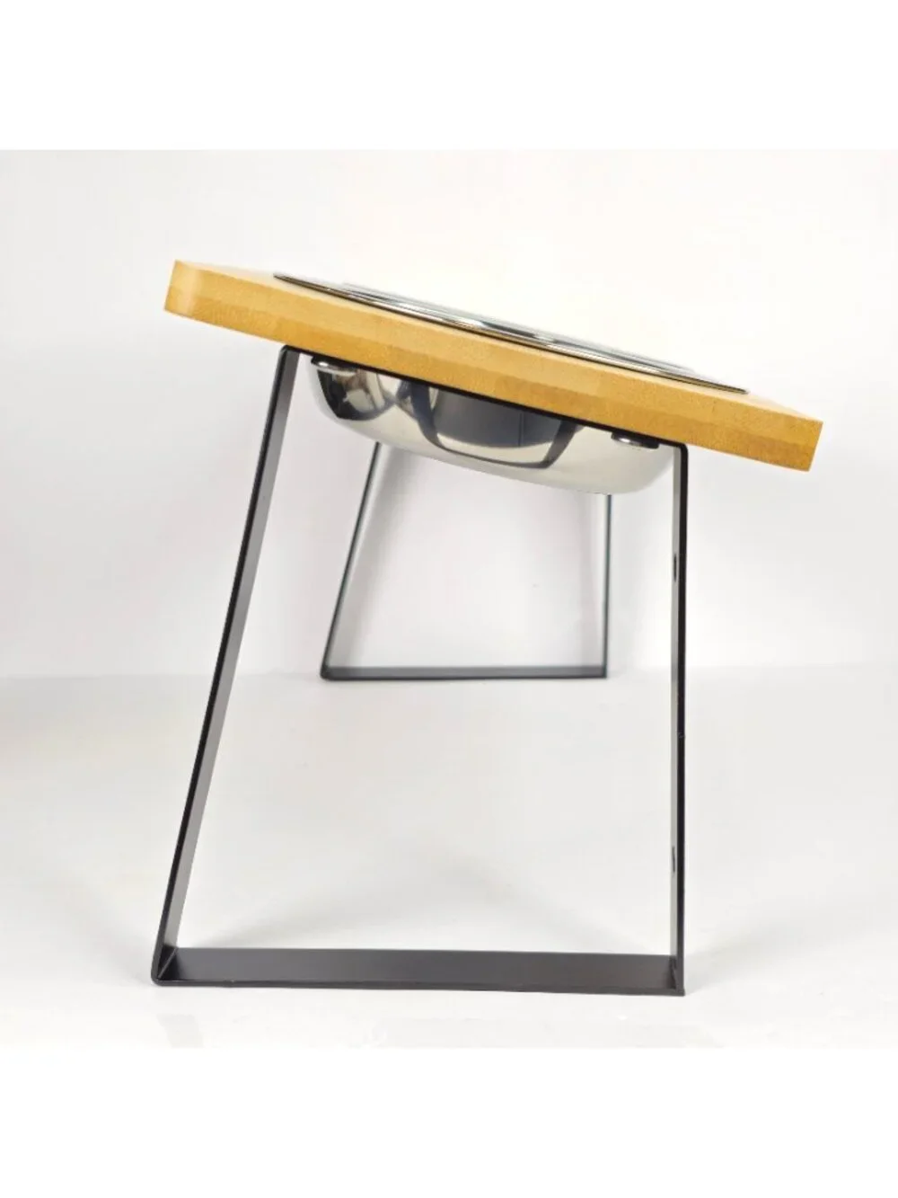 Elevated Dog Bowls with Wood Stand & Stainless Steel Pet Food Water Feeder